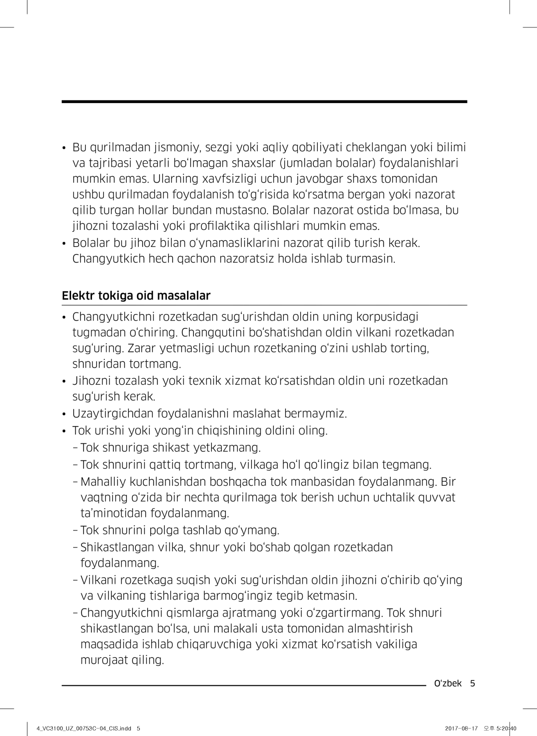 Samsung VC18M31A0HU/EV, VC18M31A0HP/EV, VC18M31B0HN/EV, VC18M3160VG/EV, VC18M3140VN/EV, VC18M3120VB/EV manual Tayyorgarlik 