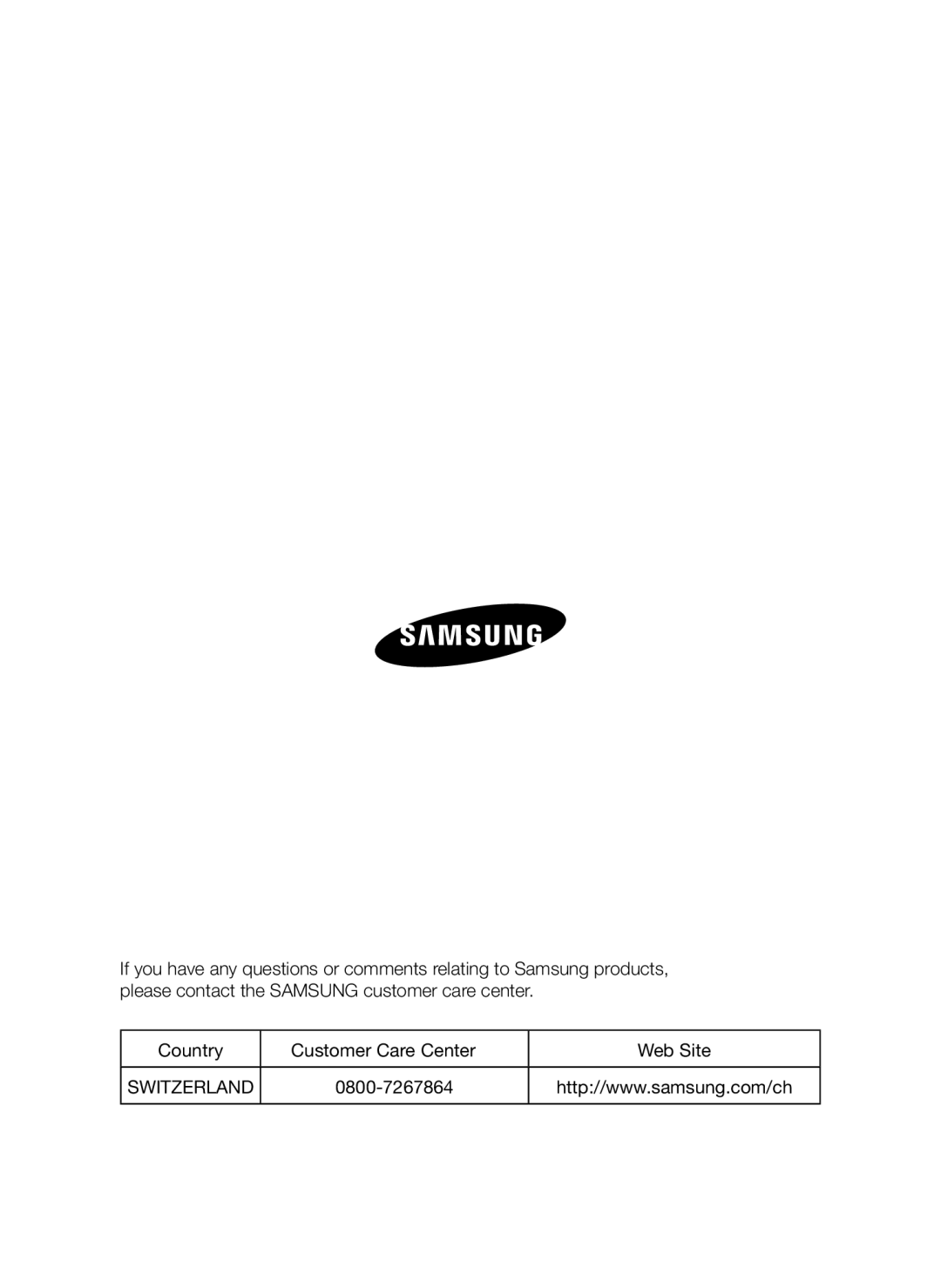 Samsung VC20AVNDCNC/SW, VC20AVNDCRD/EG, VC08QVNDCRD/EG, VC20AVNDCNC/EF, VC08QVNDCNC/SW manual 0800-7267864 