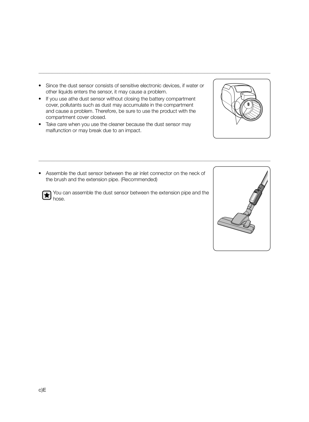 Samsung VC20F70HNAR/MG manual Cleaning the dust sensor Option, Installing the Dust Sensor 