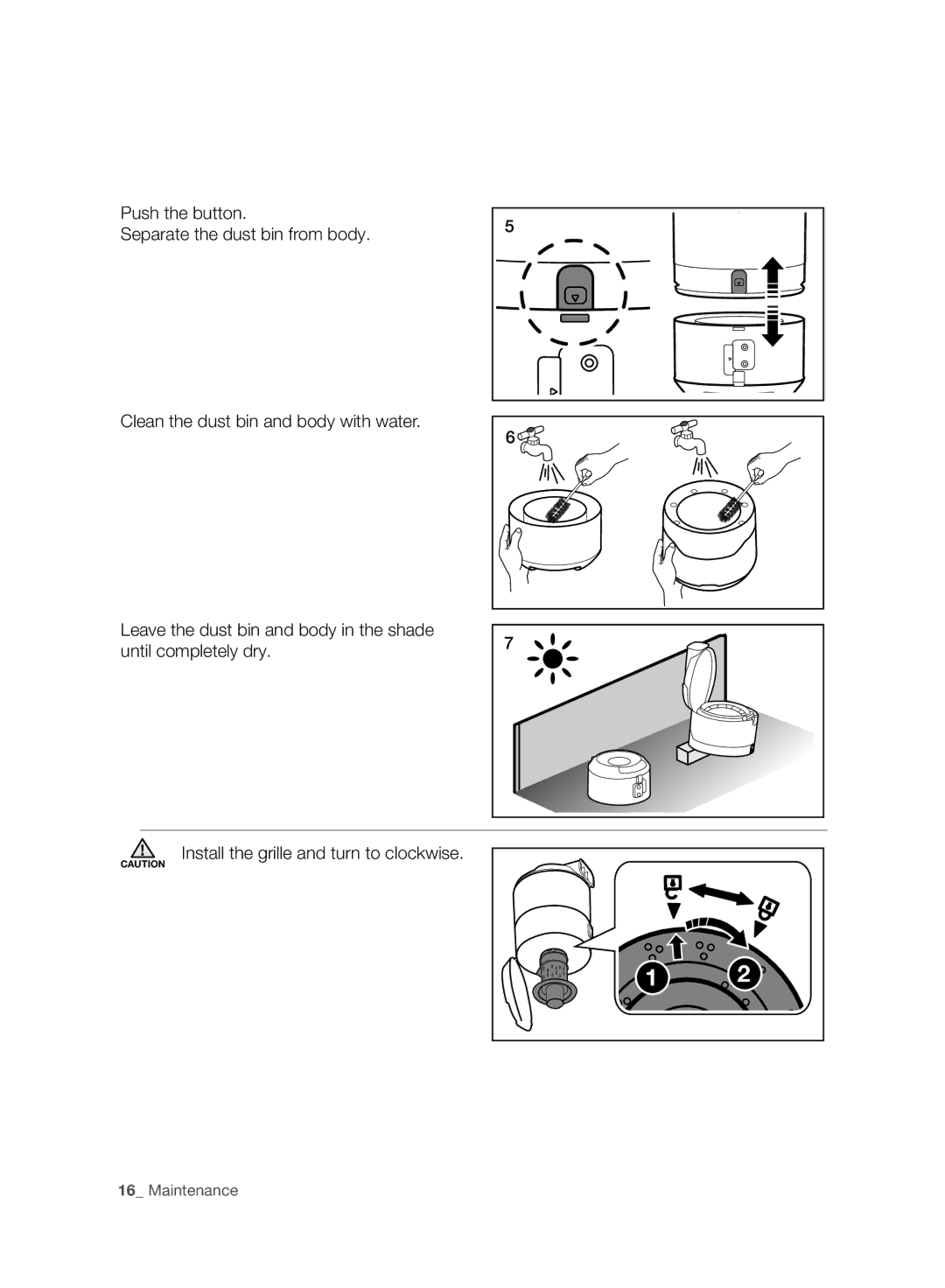 Samsung VC20F70HNBN/SW, VC20F70HNBN/GE, VC20F70HNAR/SW, VC08F70HUSC/SW, VC08F70HUSC/GE, VC20F70HNAR/GE manual Maintenance 