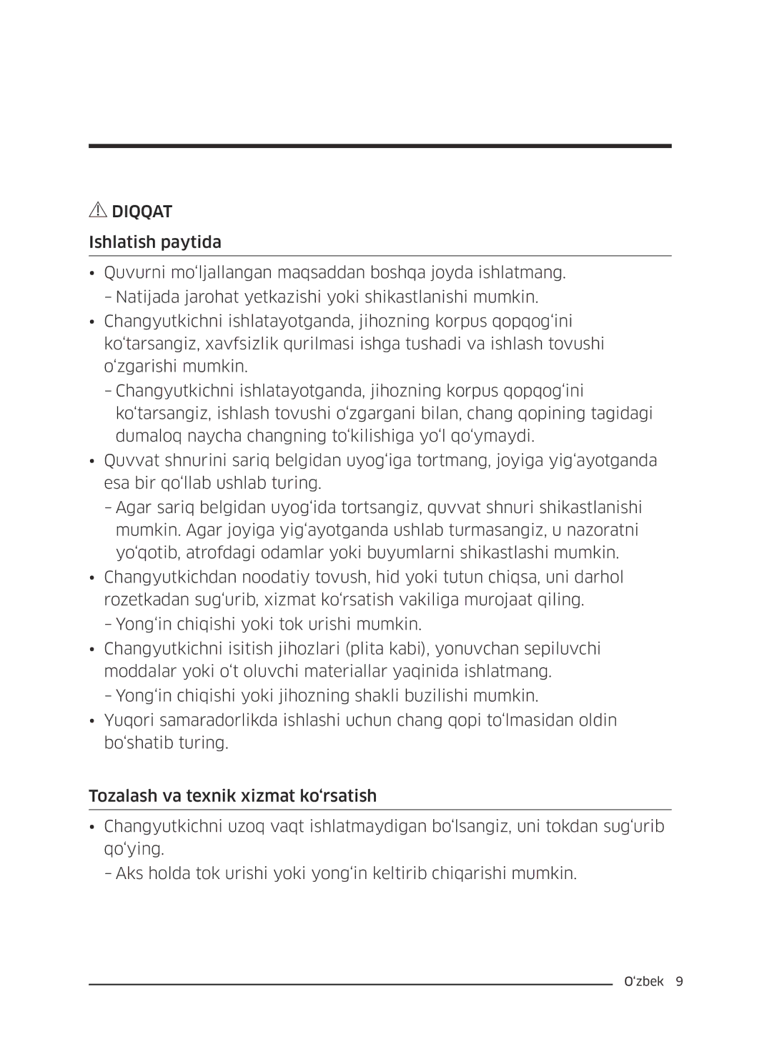 Samsung VC20M251AWB/EV, VC20M255AWB/EV, VC20M257AWR/EV, VC20M2540JN/EV, VC20M2560JP/EV manual Diqqat 