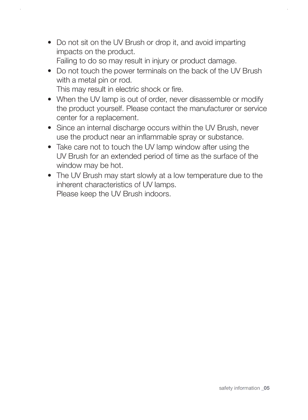 Samsung VC21F60WNAR/EE manual Safety information 