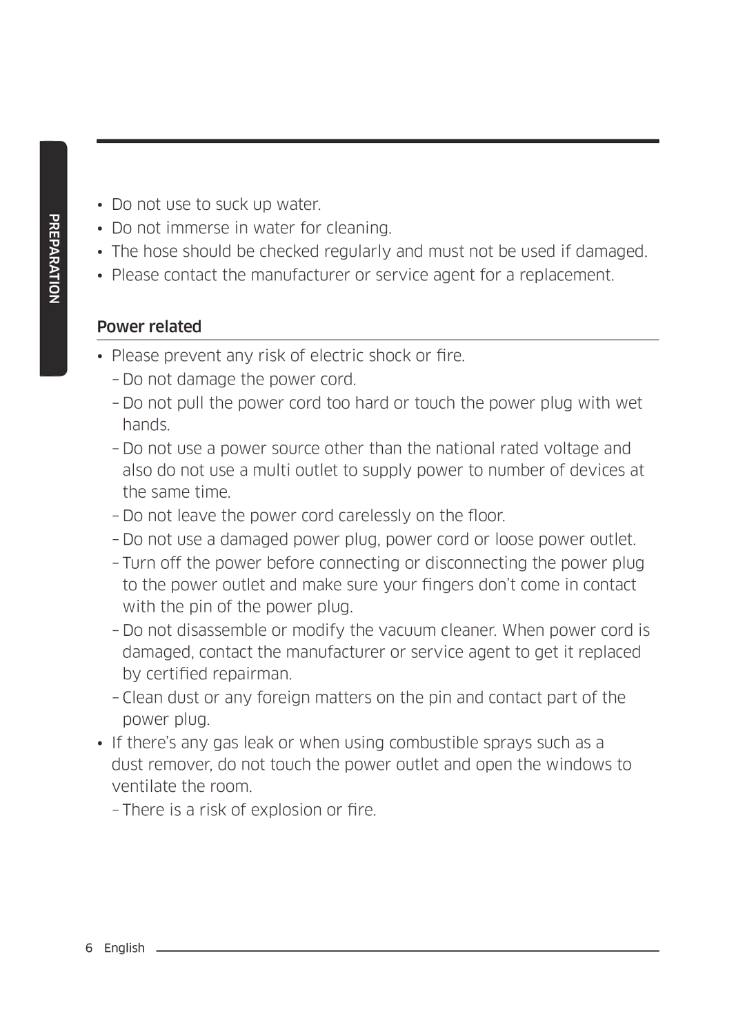 Samsung VC21K5170HG/EV, VC21K5130VB/EV manual Preparation 