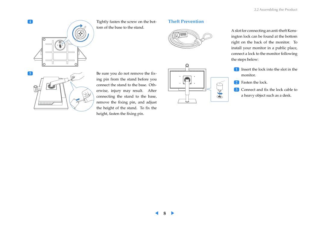 Samsung VC240 manual Theft Prevention 