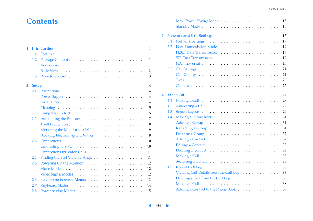 Samsung VC240 manual Contents 