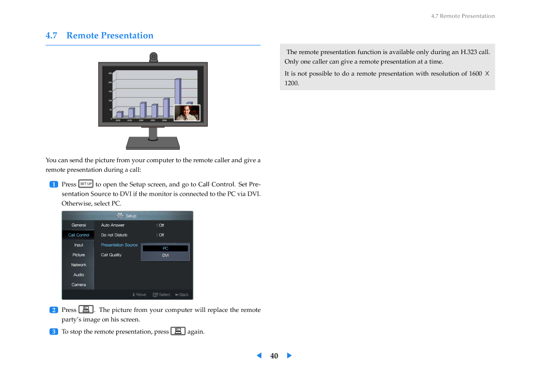 Samsung VC240 manual Remote Presentation 