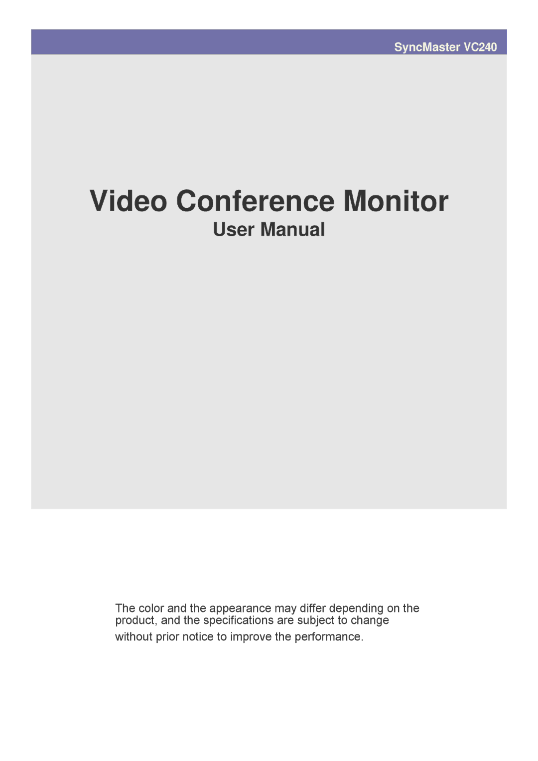 Samsung VC240 user manual Video Conference Monitor 