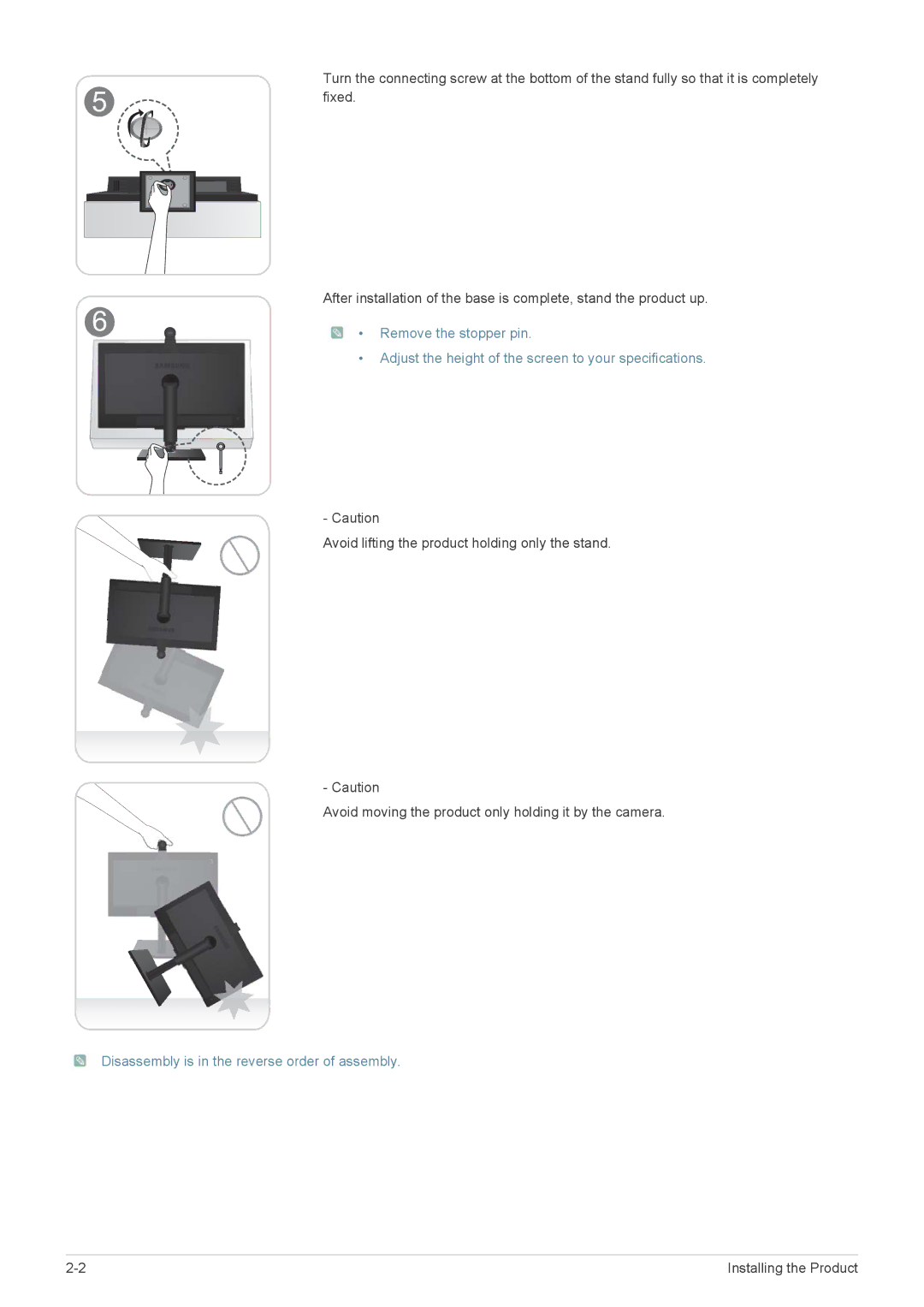 Samsung VC240 user manual Disassembly is in the reverse order of assembly 