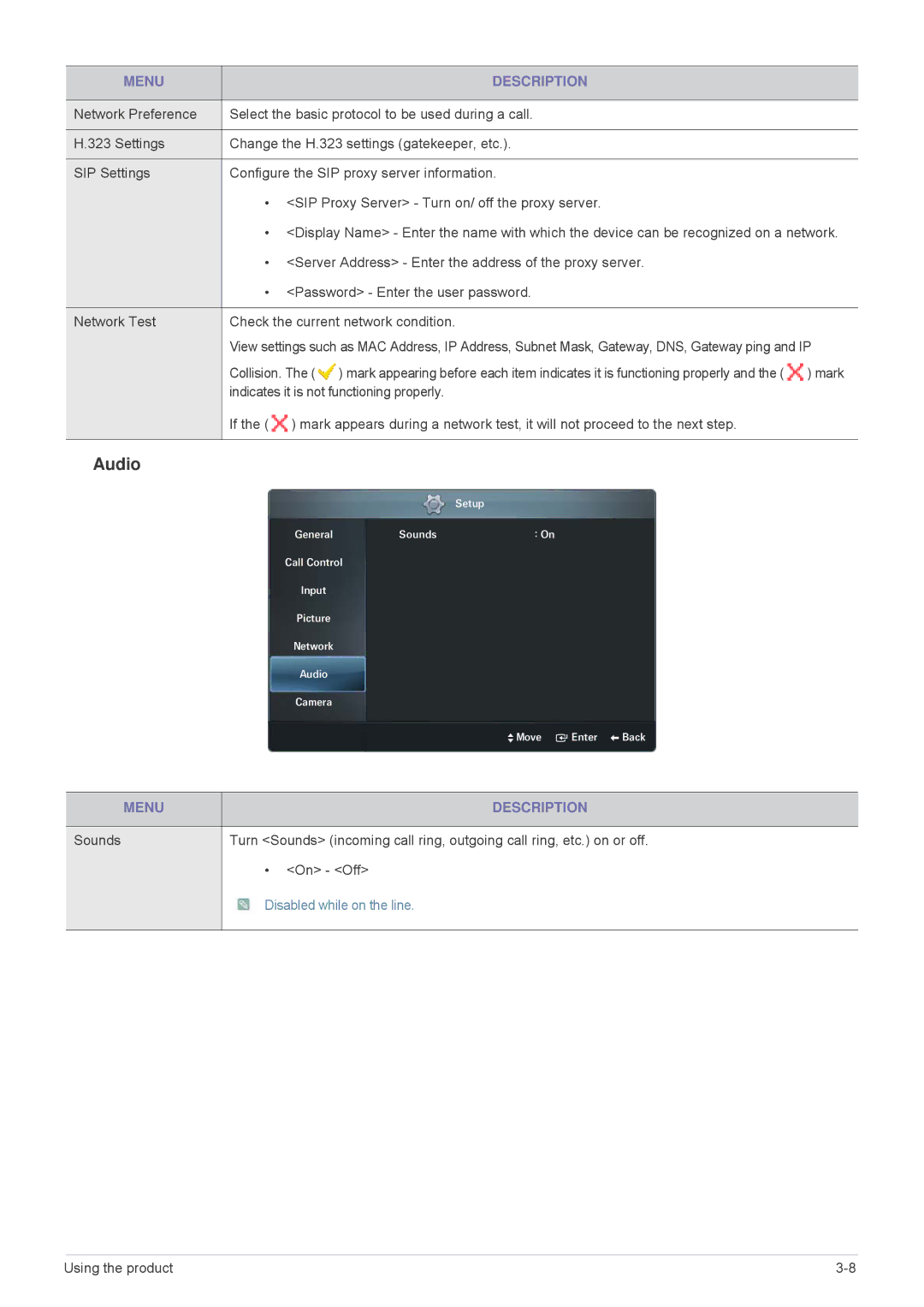 Samsung VC240 user manual Audio 