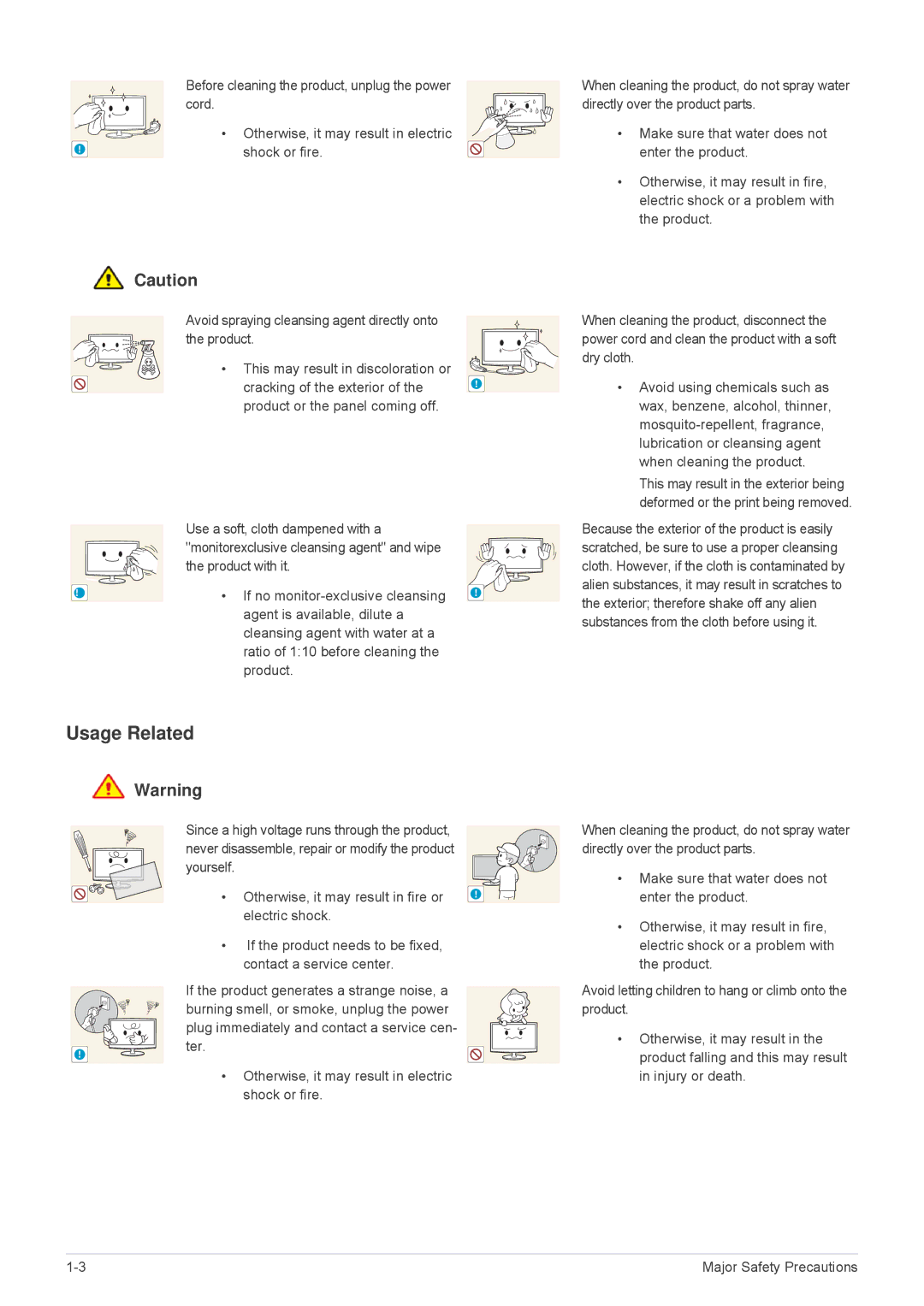 Samsung VC240 user manual Usage Related 