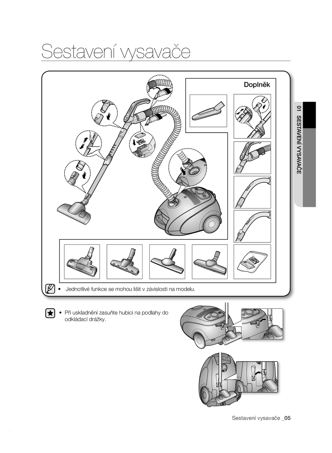 Samsung VC24AHNJGGT/EH, VC24AVNJGGT/EH, VC24AHNJGGT/AG, VC24AVNJGGT/SW, VC24AHNJGGT/EO manual Sestavení vysavače, Doplněk 