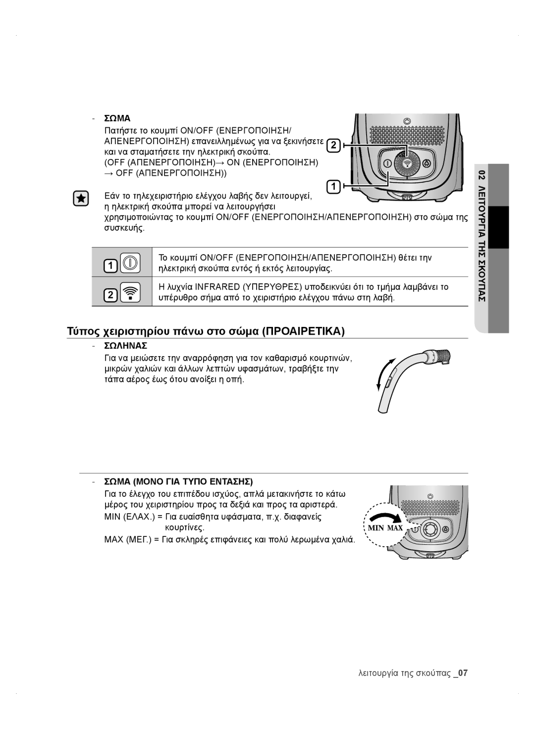 Samsung VC24AHNJGGT/AG, VC24AVNJGGT/EH, VC24AVNJGGT/SW, VC24AHNJGGT/EH, VC24AHNJGGT/EO manual Σωμα Μονο ΓΙΑ Τυπο Εντασησ 