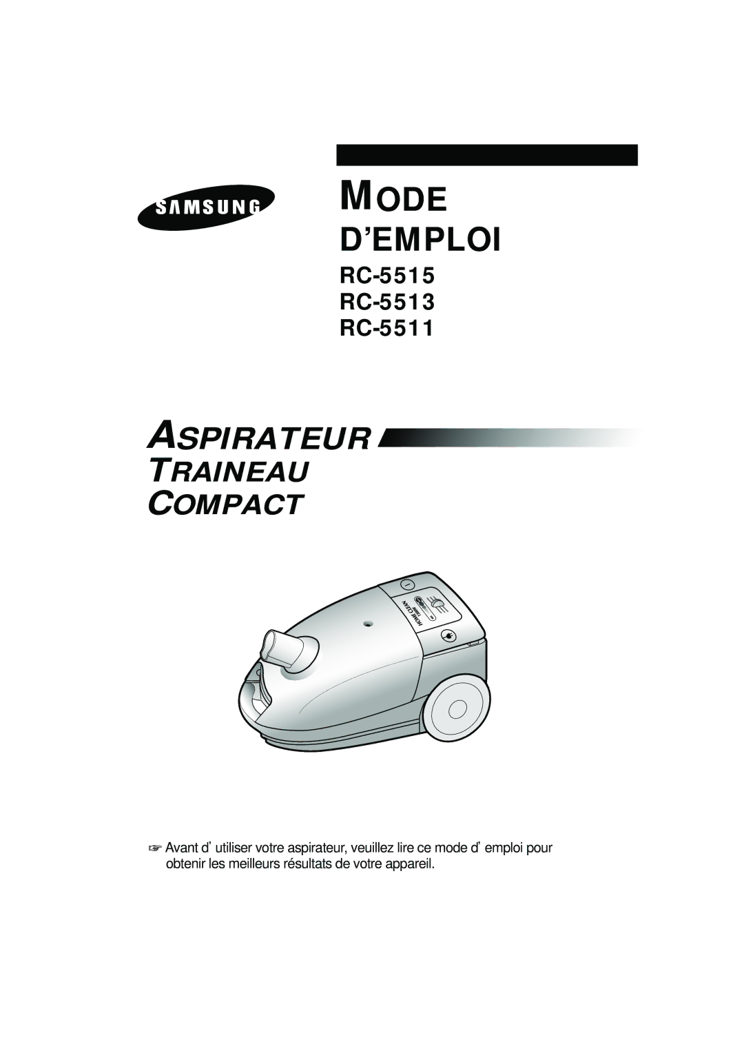 Samsung VC5513VT3R/XEF manual Mode ’EMPLOI 