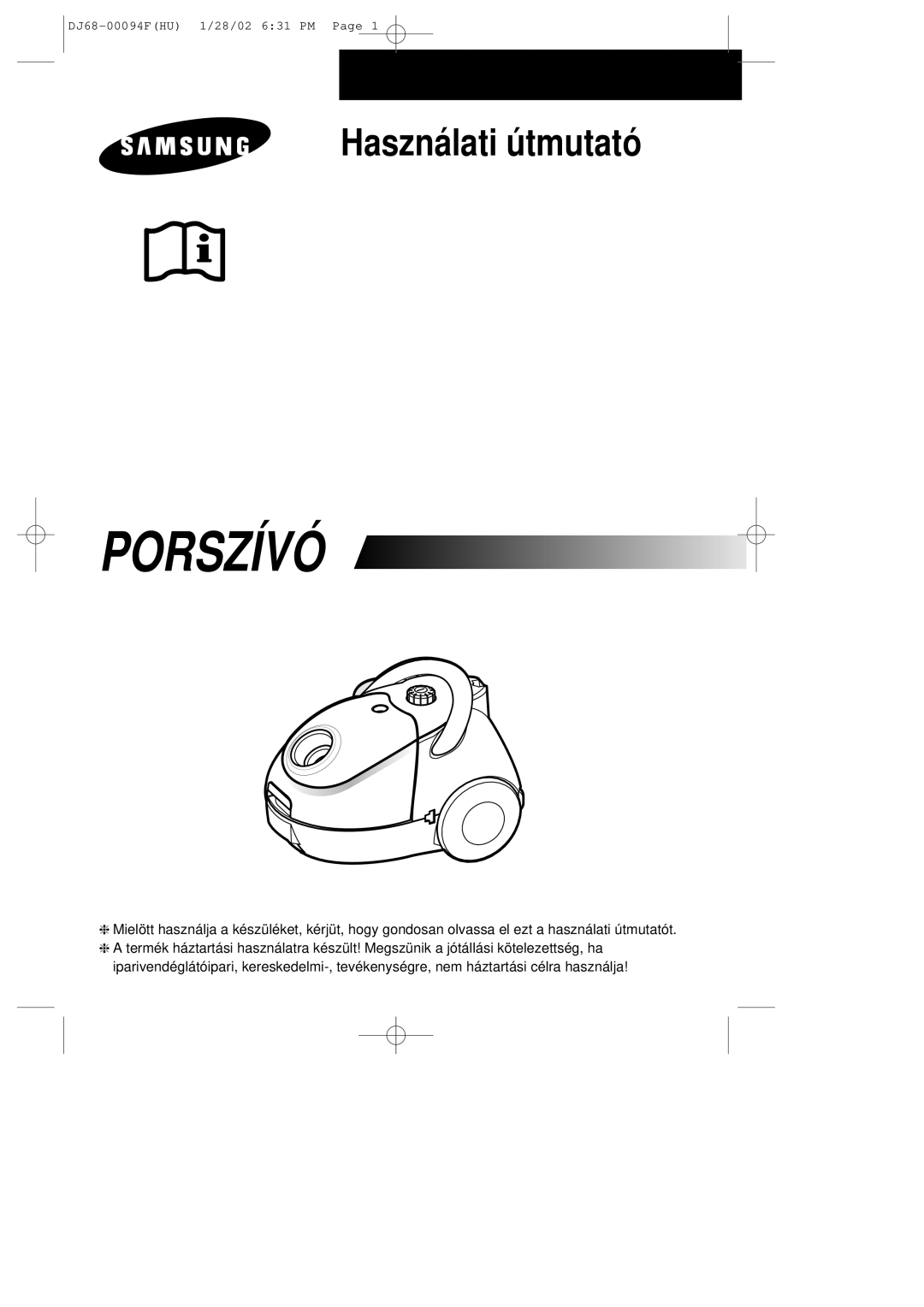 Samsung VC5815VN3B/XEH, VC5813SU3B/XEH manual Porszívó 