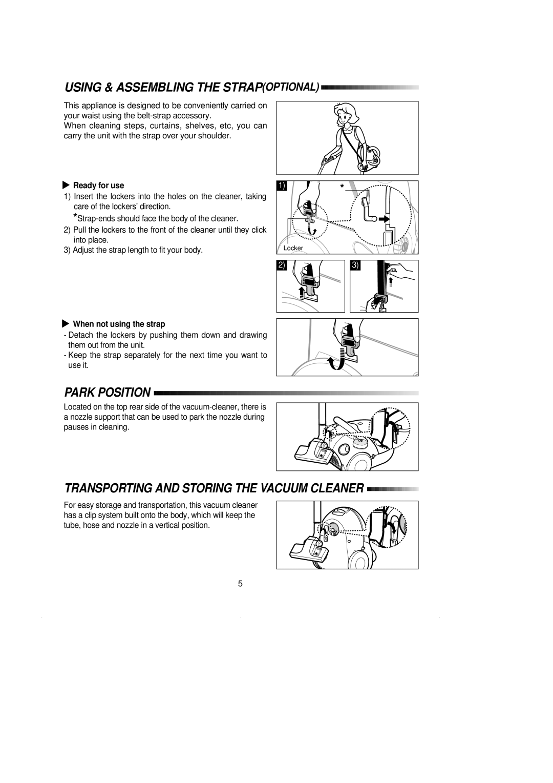 Samsung VC5814HN3M/BOL, VC5814HN3B/BOL manual Park Position, Ready for use 