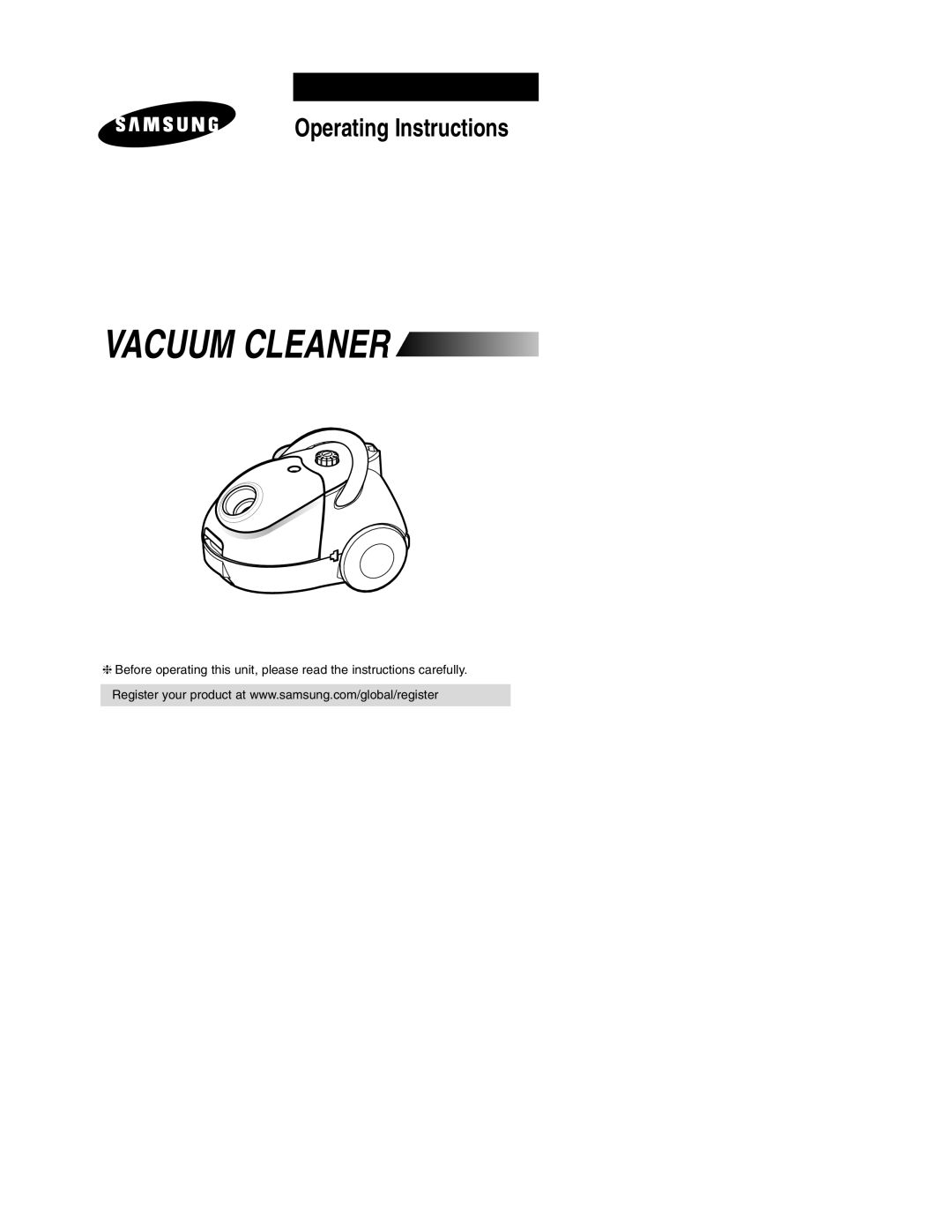 Samsung VC5814VN3K/ERP, VC5814VN3R/SML, VC5814VN3S/SML manual Vacuum Cleaner 