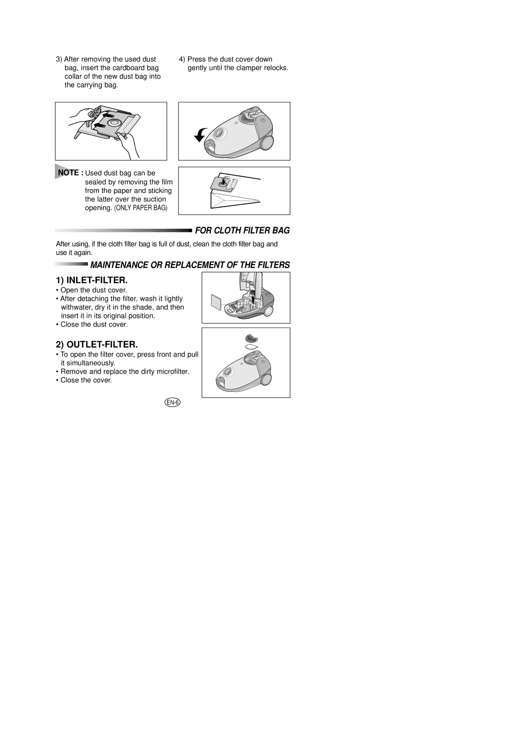 Samsung VC6014SU3B/XEH manual Inlet-Filter 