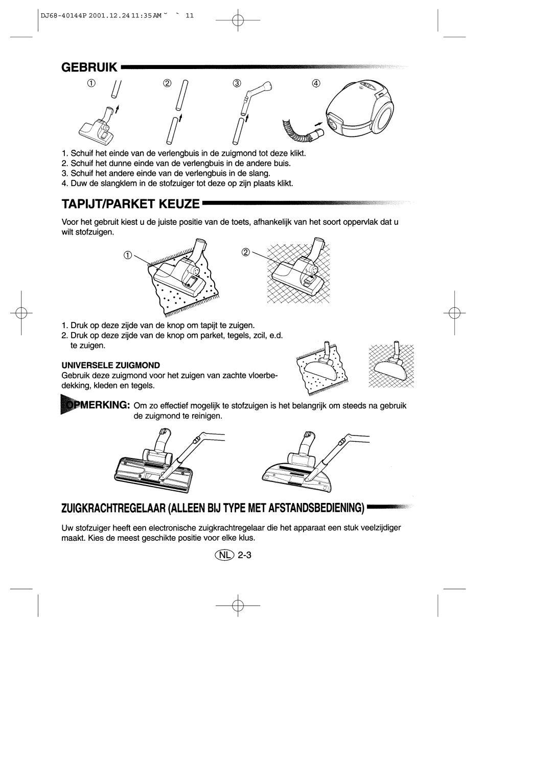 Samsung VC6313HS3R/XEG, VC6313SS3B/XEG manual DJ68-40144P 2001.12.241135AM ˘ ` 