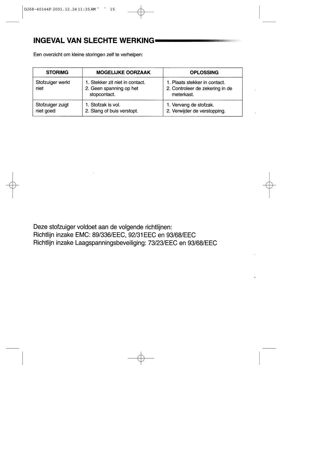 Samsung VC6313HS3R/XEG, VC6313SS3B/XEG manual DJ68-40144P 2001.12.241135AM ˘ ` 