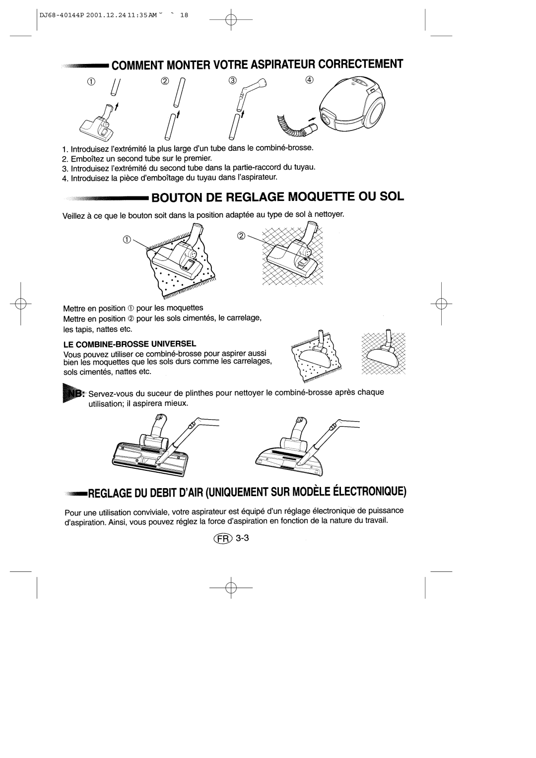 Samsung VC6313SS3B/XEG, VC6313HS3R/XEG manual DJ68-40144P 2001.12.241135AM ˘ ` 