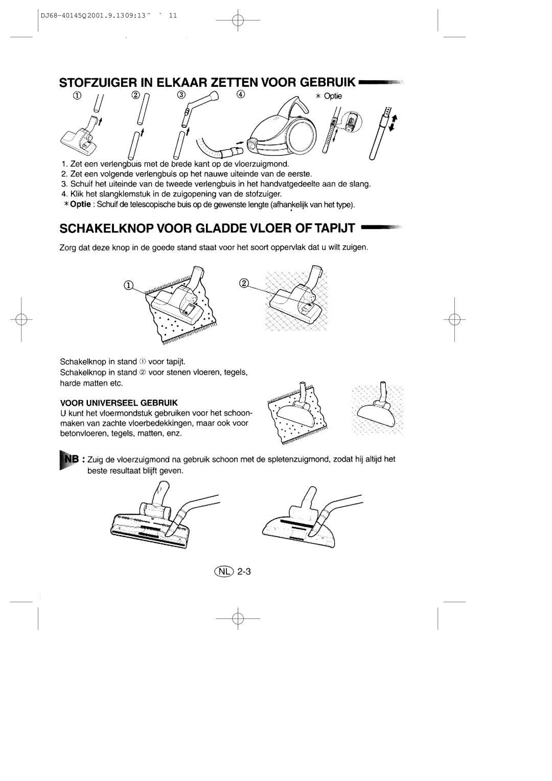 Samsung VC6713HN3S/XEG manual DJ68-40145Q 2001.9.130913 ˘ ` 