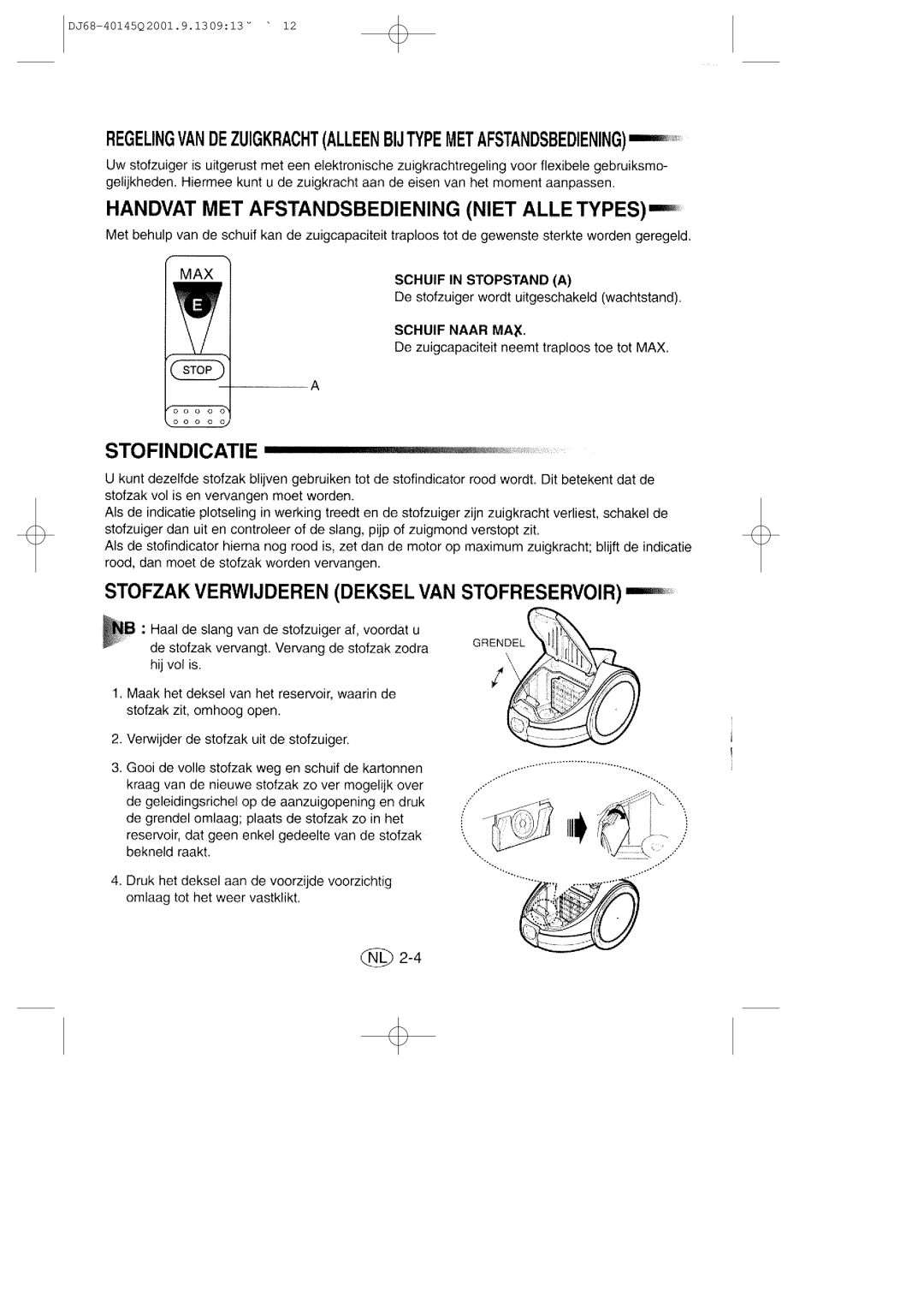 Samsung VC6713HN3S/XEG manual DJ68-40145Q 2001.9.130913 ˘ ` 