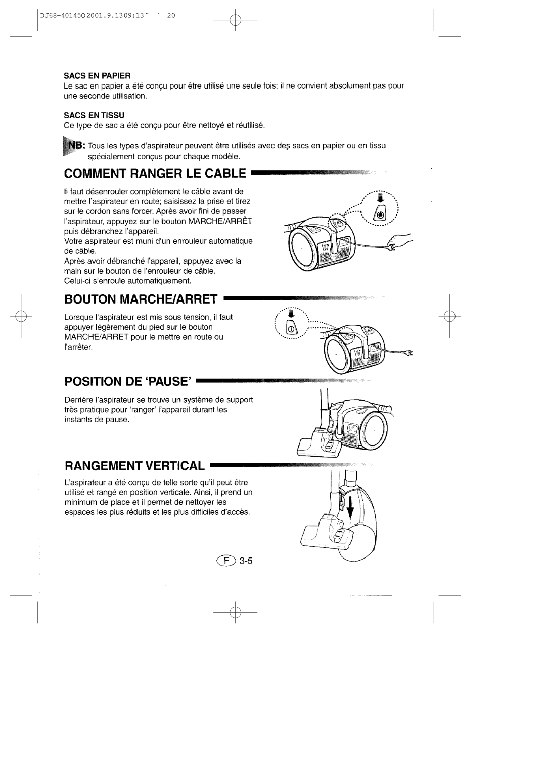 Samsung VC6713HN3S/XEG manual DJ68-40145Q 2001.9.130913 ˘ ` 