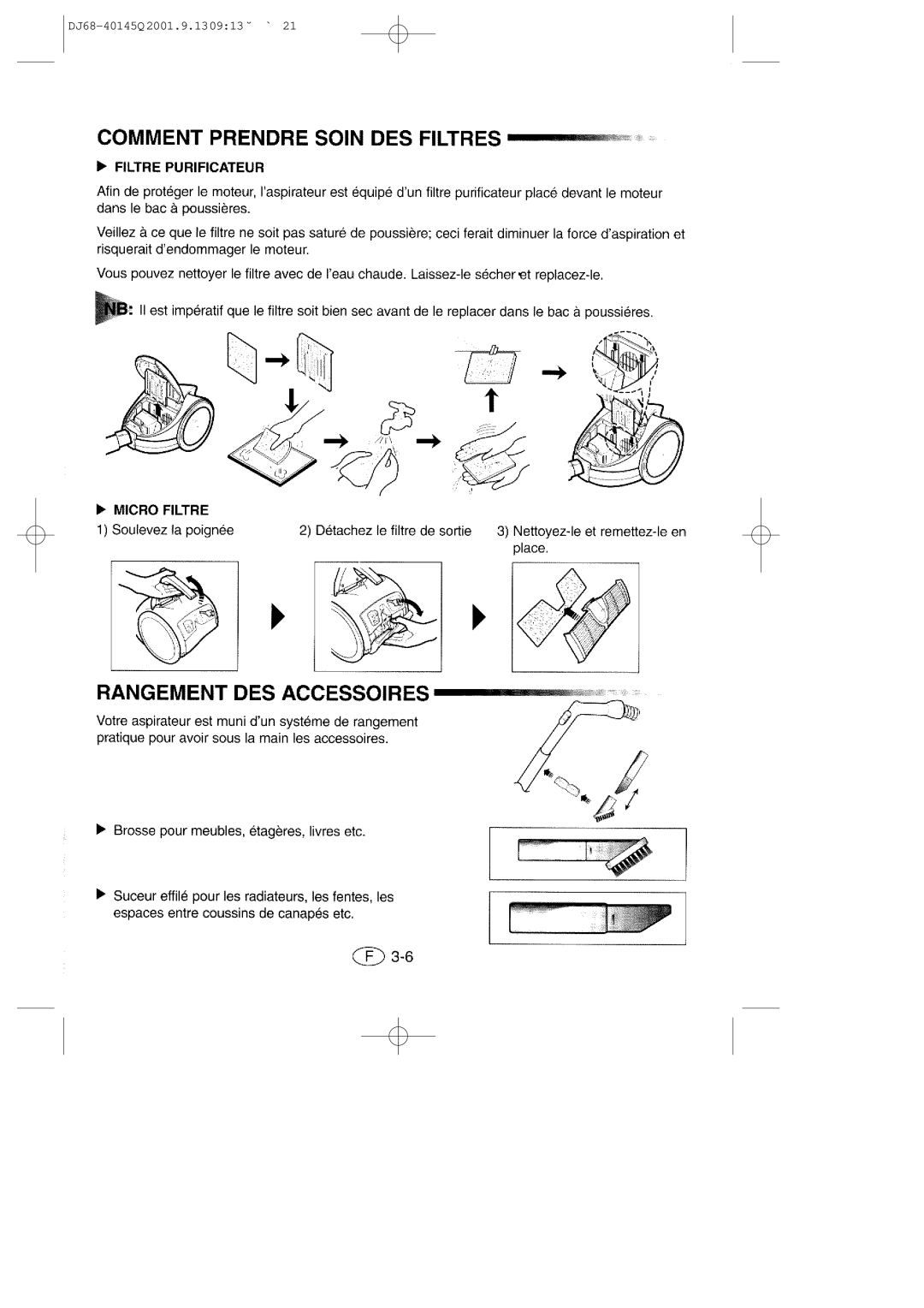 Samsung VC6713HN3S/XEG manual DJ68-40145Q 2001.9.130913 ˘ ` 