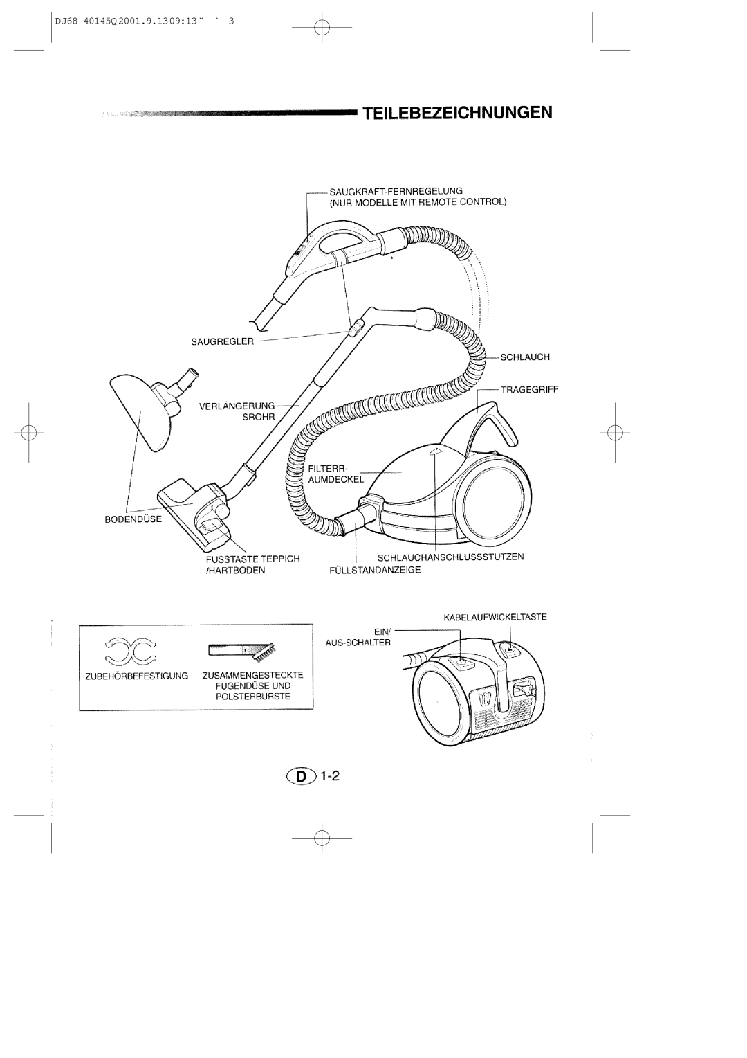 Samsung VC6713HN3S/XEG manual DJ68-40145Q 2001.9.130913 ˘ ` 