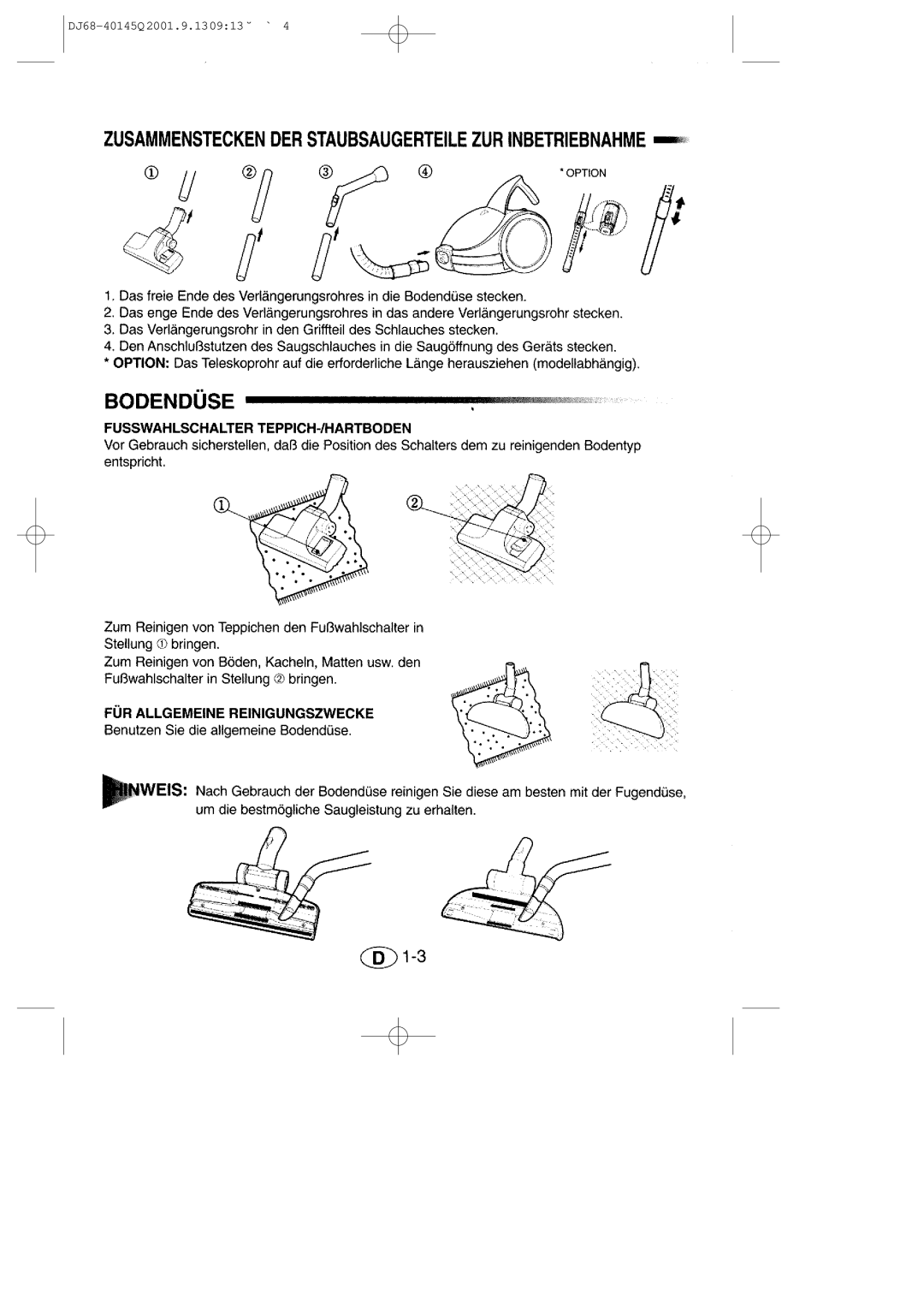 Samsung VC6713HN3S/XEG manual DJ68-40145Q 2001.9.130913 ˘ ` 