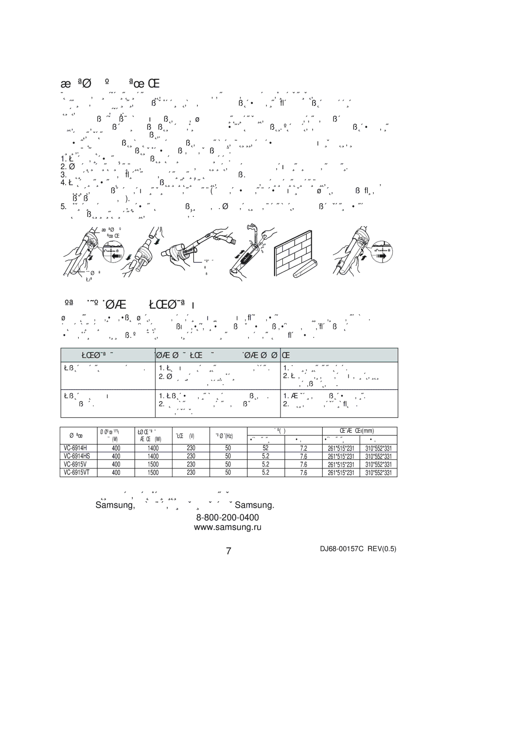 Samsung VC6915VT3S/XEV ÑàäãéçàóÖëäàâ îàãúíê, Öëãà ì ÇÄë Çéáçàäçìí èêéÅãÖåõ, ÈêéÅãÖåÄ ÇéáåéÜçÄü èêàóàçÄ ÇéáåéÜçéÖ êÖòÖçàÖ 