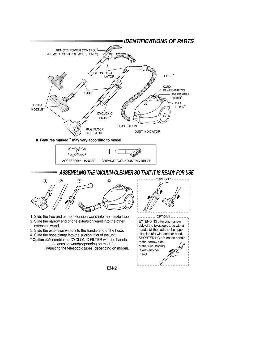 Samsung VC6915HN3R/SBW, VC6915HN3S/SBW manual Identifications of Parts, EN-2 