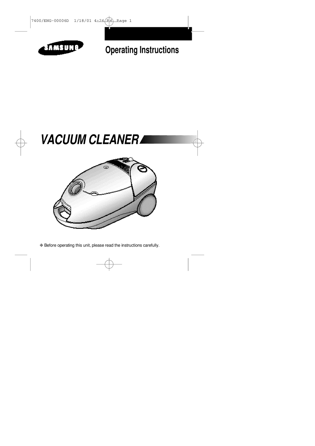 Samsung VC7425VN3R/ERP, VC7415VN3G/ERP manual Vacuum Cleaner 