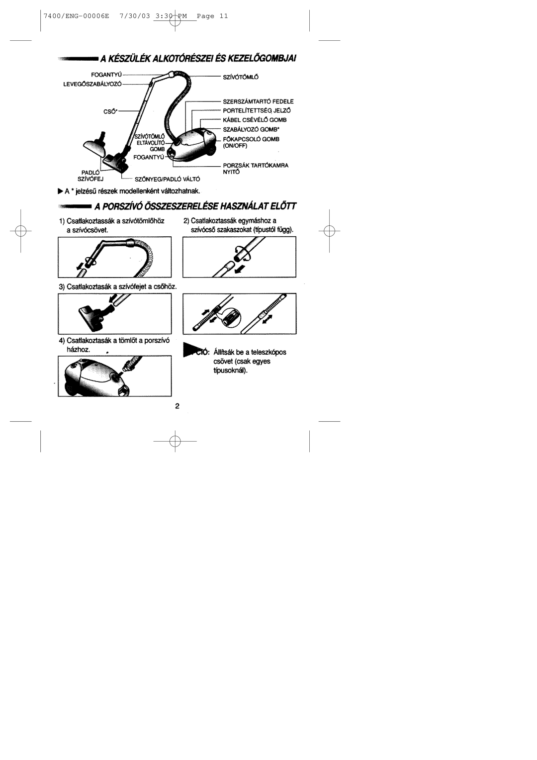 Samsung VC7426VN3B/XEH, VC7412SN3B/XEH, VC7423VN3R/XEH, VC7425VN3B/XEH, VC7425VN3R/XEH manual 7400/ENG-00006E 7/30/03 330 PM 