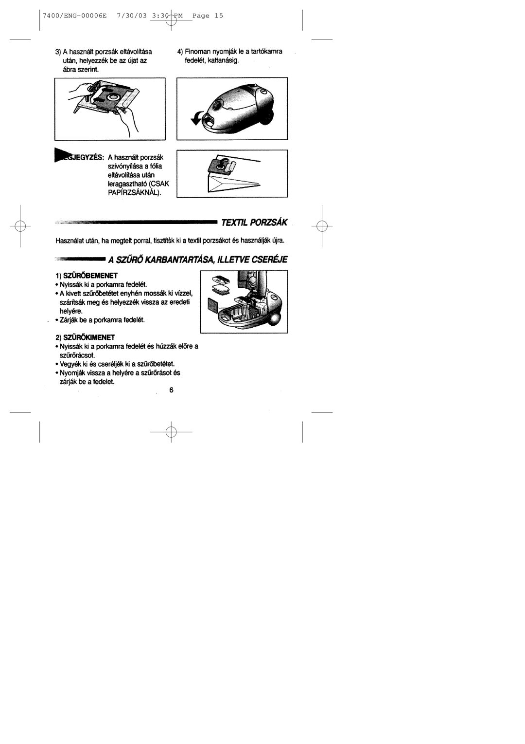 Samsung VC7425VN3R/XEH, VC7426VN3B/XEH, VC7412SN3B/XEH, VC7423VN3R/XEH, VC7425VN3B/XEH manual 7400/ENG-00006E 7/30/03 330 PM 