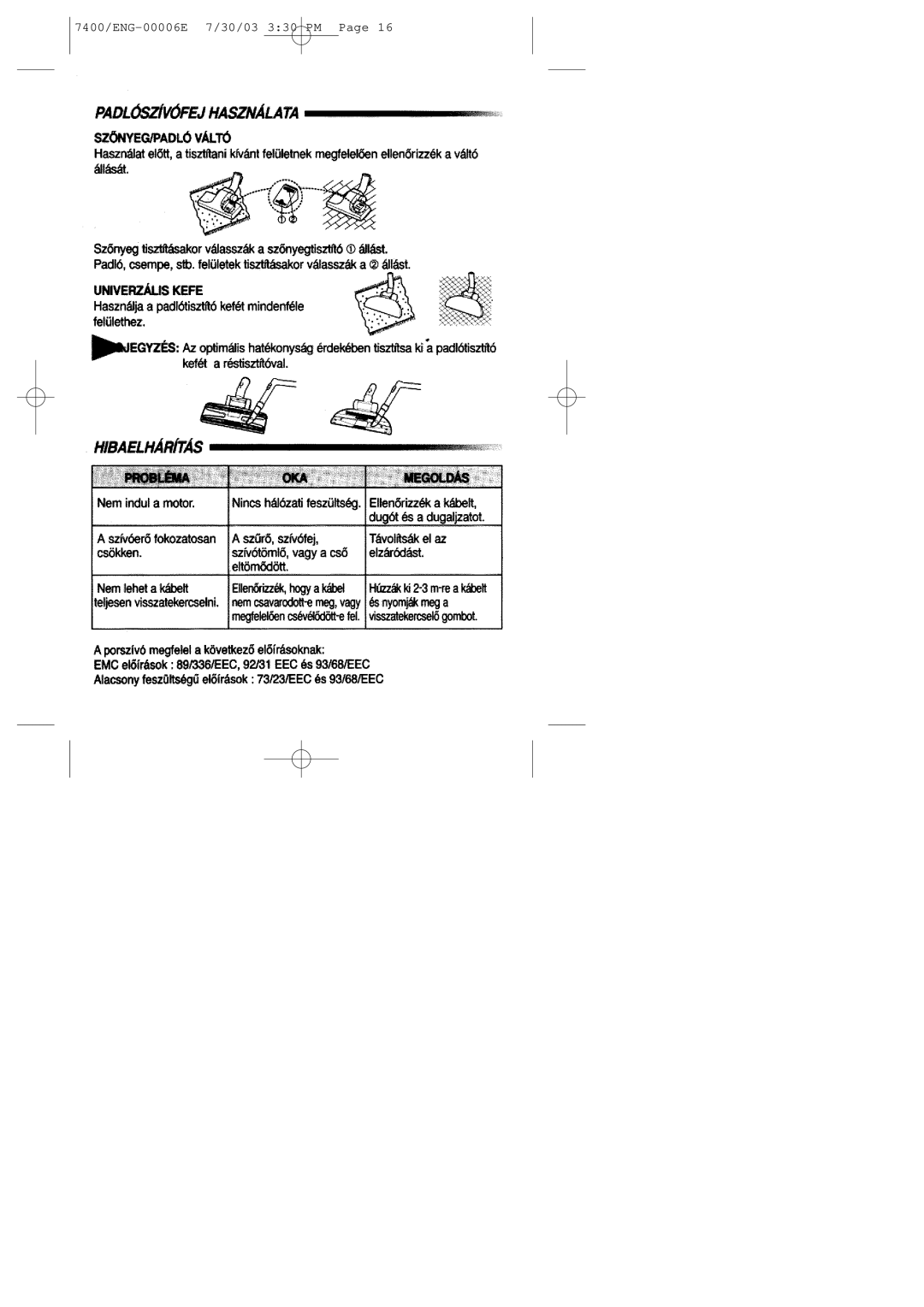 Samsung VC7413SN3Y/XEH, VC7426VN3B/XEH, VC7412SN3B/XEH, VC7423VN3R/XEH, VC7425VN3B/XEH manual 7400/ENG-00006E 7/30/03 330 PM 