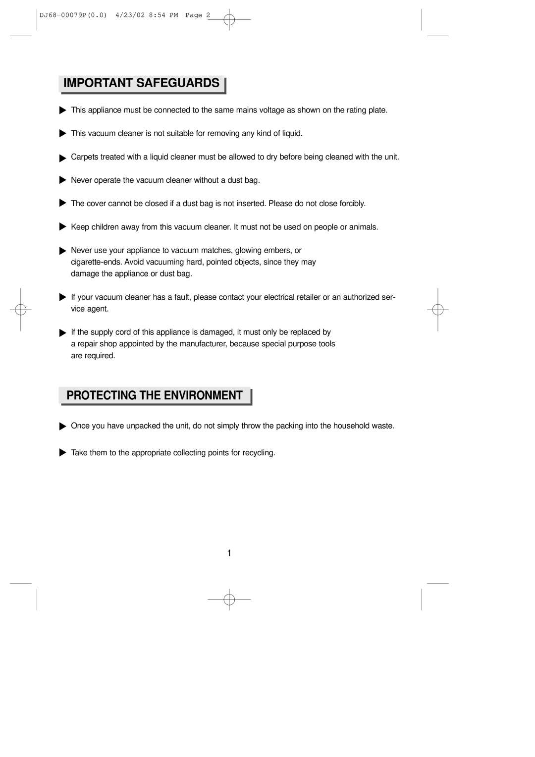 Samsung VC7726VC4R/RAD manual Important Safeguards 