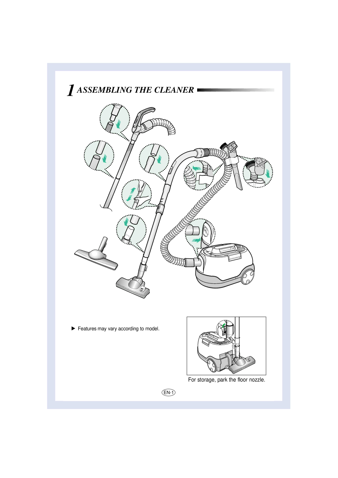 Samsung VC8716HN3S/SML, VC8716HT3D/XEV, VC-8716H, VC8715VC3G/XEV, VC8716VT3S/XEV, VC8715VN3G/XEV manual Assembling the Cleaner 