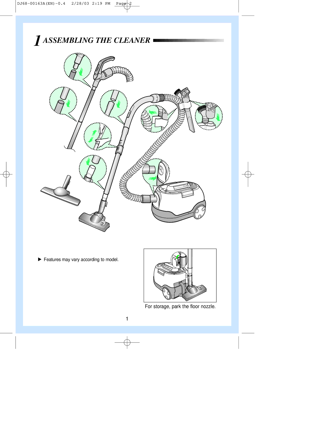 Samsung VC8726HT3S/XEC, VC8716HT3D/XEV, VC8716HN3S/SML, VC8726HT3R/BOL, VC8716HN3S/BOL, VC8736HT3Q/BOL Assembling the Cleaner 