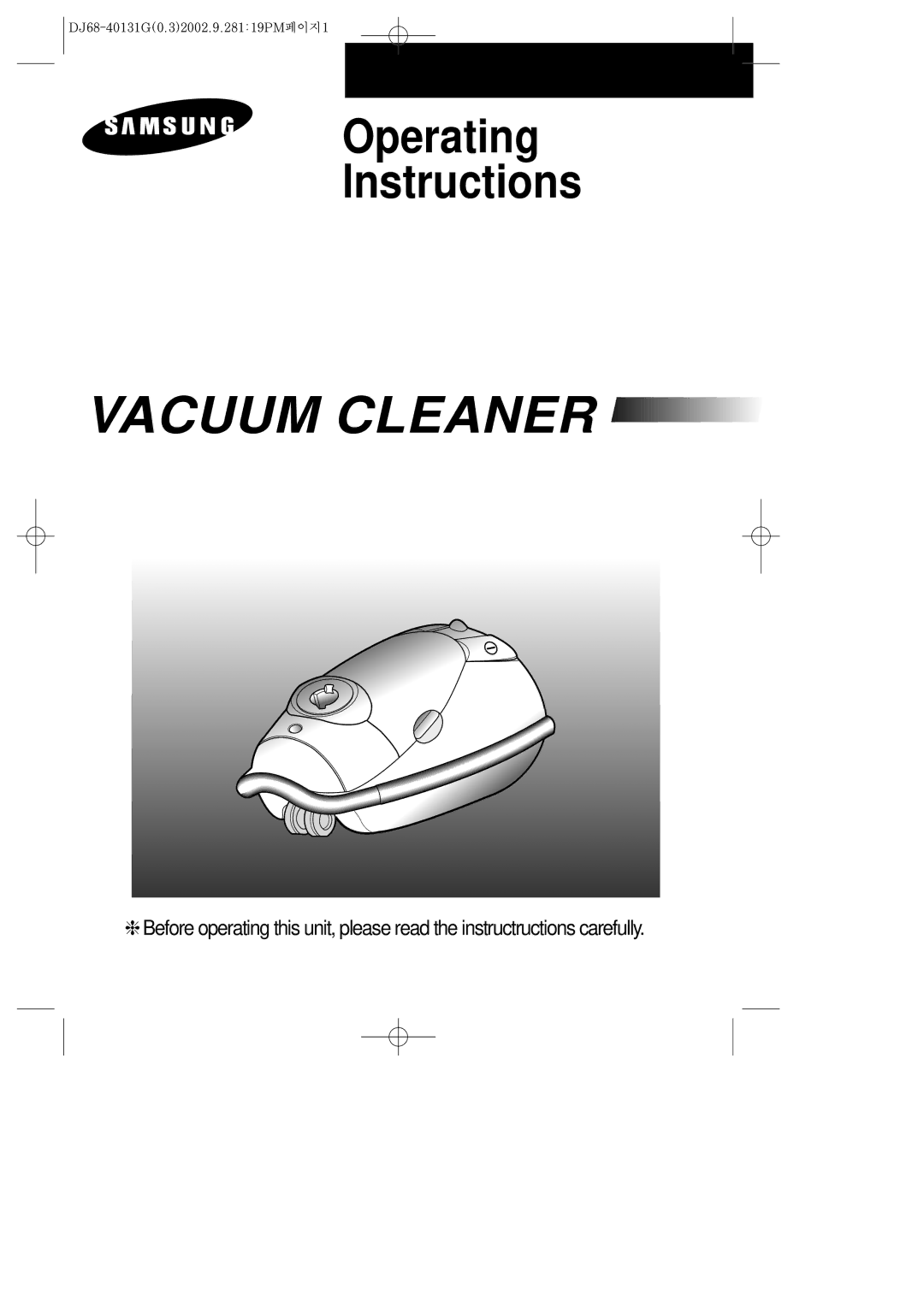 Samsung VC9015VC2B/NEC, VC9015VC3B/SAE, VC9015VC4R/SAR, VC9015VC2R/MIR, VC9015VC2B/MIR, VC9015VC3R/XSG manual Vacuum Cleaner 