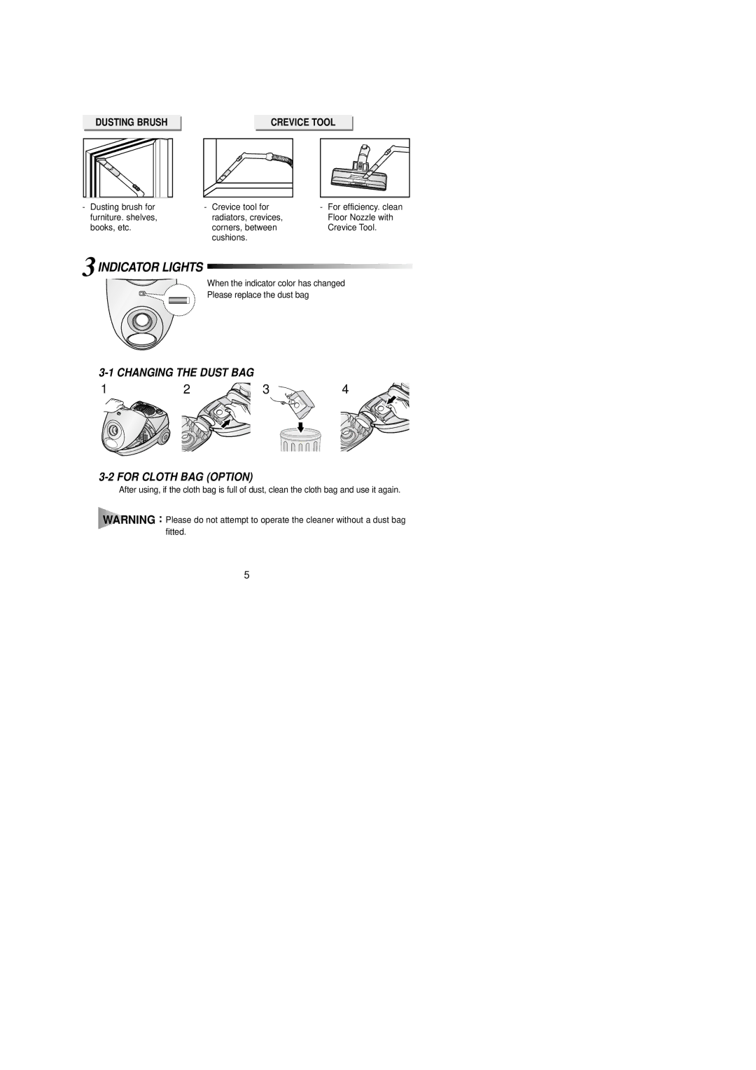 Samsung VCC4020S35/BOL, VCC4020S3R/ERP, VCC4020S2R/UMG, VCC4020S3B/BOL, VCC4020S3R/BOL For Cloth BAG Option, Dusting Brush 