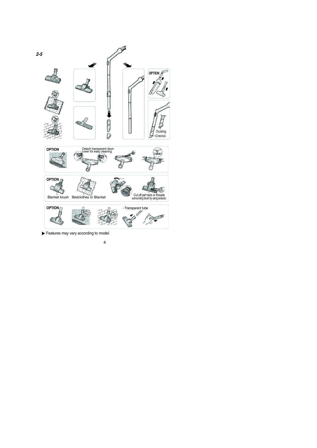 Samsung VCC4030V3Y/XEH, VCC4030V3R/GEN, VCC4030V3B/XEF, VCC4020X22/BDW, VCC4040V3B/XEO, VCC4035V3R/BOL manual Using Floor Tools 