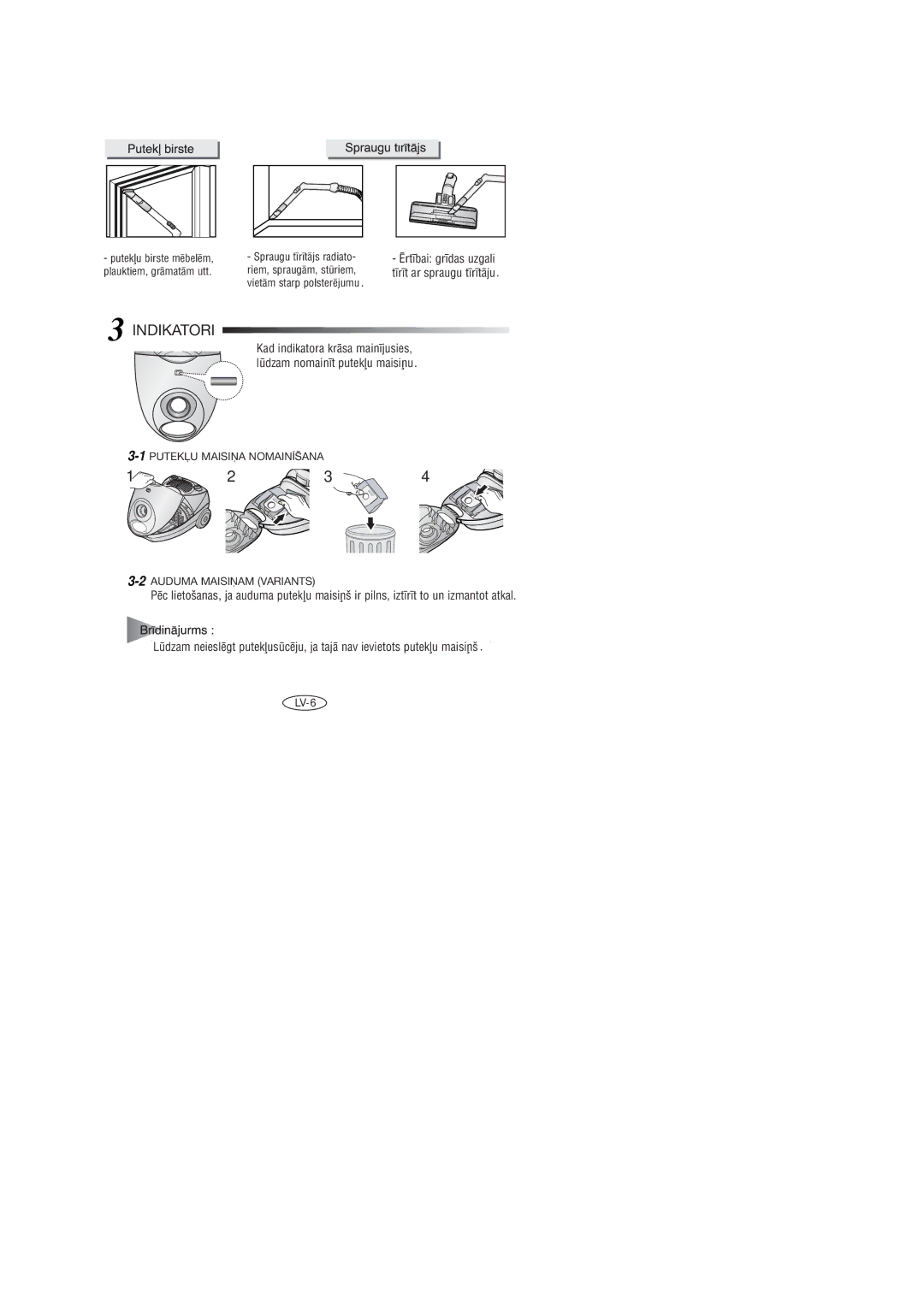 Samsung VCC4023S3B/SBW, VCC4034V3B/SBW, VCC4046V3S/XSB, VCC4023S3K/SBW, VCC4023S3B/XEV manual 3INDICATORINDIKATORIL Ghts 