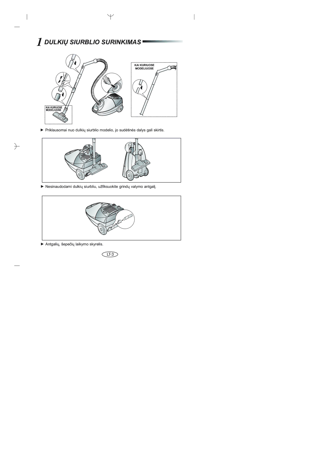 Samsung VCC4046V3S/XEV, VCC4046V36/XSB, VCC4046V3S/XSB, VCC4023S3K/SBW, VCC4023S3B/XEV manual Dulkiø Siurblio Surinkimas 