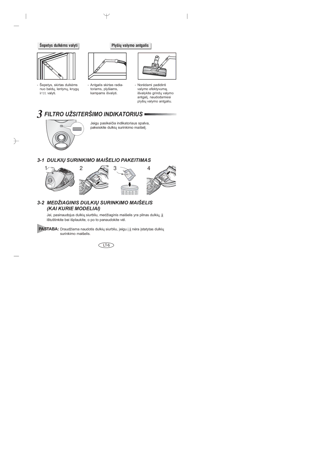 Samsung VCC4046V36/XSB, VCC4046V3S/XSB, VCC4023S3K/SBW, VCC4023S3B/XEV, VCC4046V3S/SBW manual Filtro Uþsiterðimo Indikatorius 