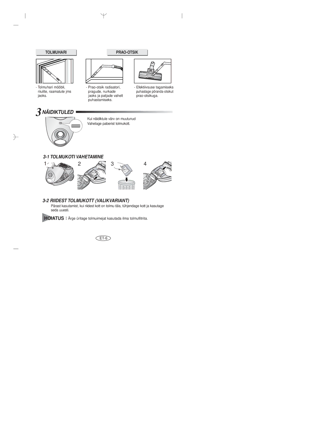 Samsung VCC4047V3R/SBW, VCC4046V36/XSB, VCC4046V3S/XSB, VCC4023S3K/SBW, VCC4023S3B/XEV, VCC4046V3S/SBW manual 3NÄIDIKTULED 