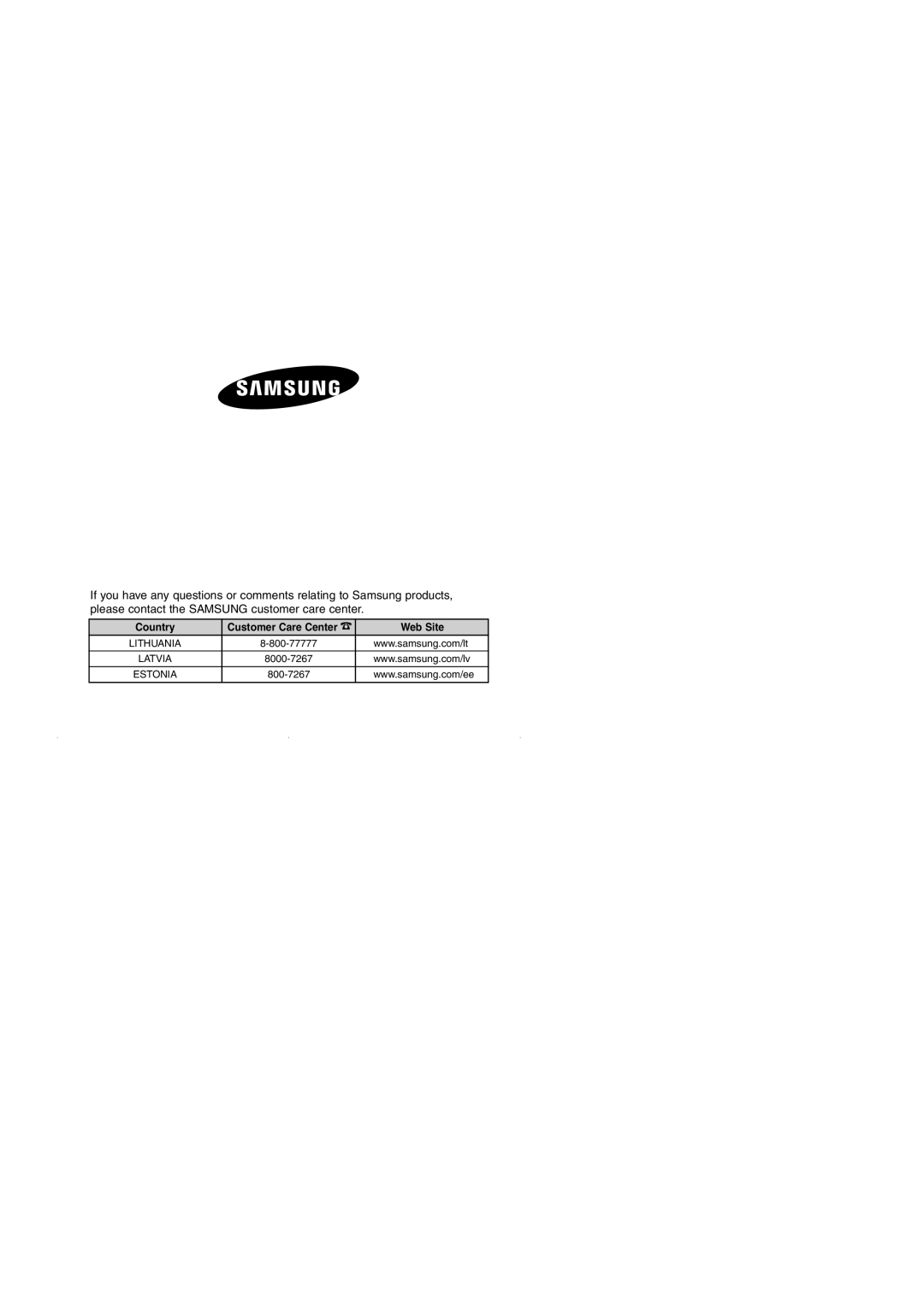 Samsung VCC4046V3S/XEV, VCC4046V36/XSB, VCC4046V3S/XSB, VCC4023S3K/SBW, VCC4023S3B/XEV, VCC4046V3S/SBW, VCC4047V3R/SBW Web Site 