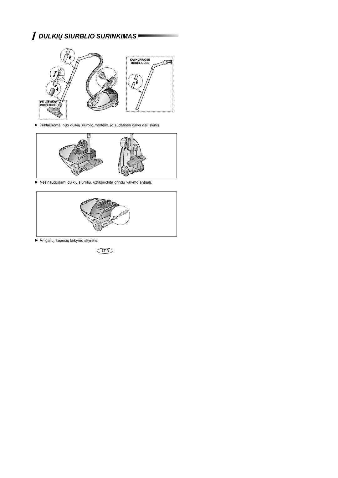 Samsung VCC4047V3R/SBW, VCC4046V36/XSB, VCC4046V3S/XSB, VCC4046V3S/SBW, VCC4047V3R/XEV manual Dulkiø Siurblio Surinkimas 