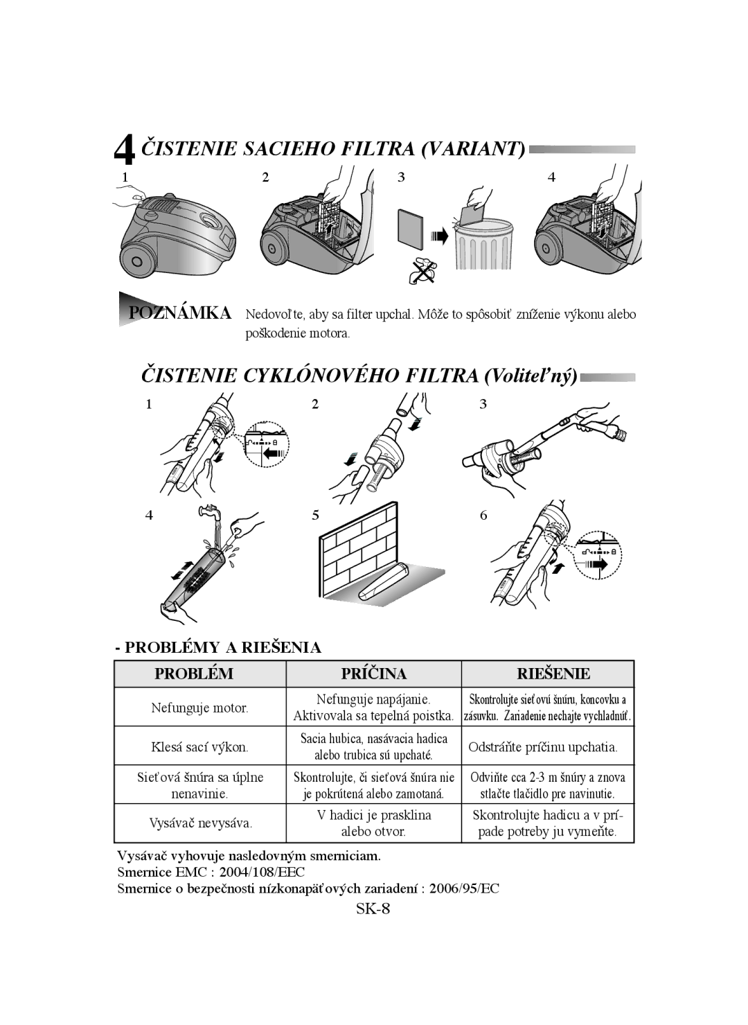 Samsung VCC41E0V3E/XEO, VCC4130S31/XEV manual Čistenie Sacieho Filtra Variant, Čistenie Cyklónového Filtra Voliteľný 