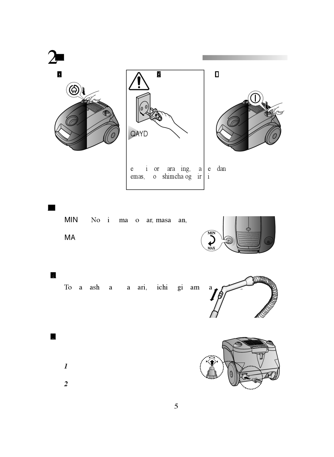 Samsung VCC4141V3N/XEV manual 2CHANGYUTGICHINGIZNI Ishlatish, Kabeli, Sorish Nazorati, Havo Puflagichdan Foydalanish 